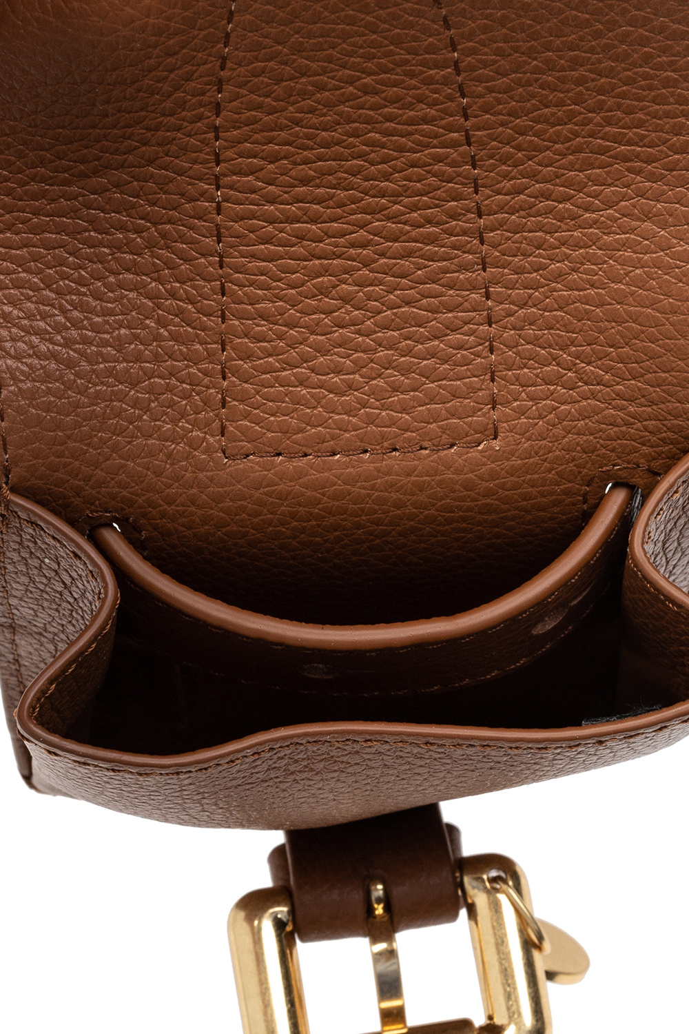 chloe shoulder bag in pink grained leather - 'Lesly' belt